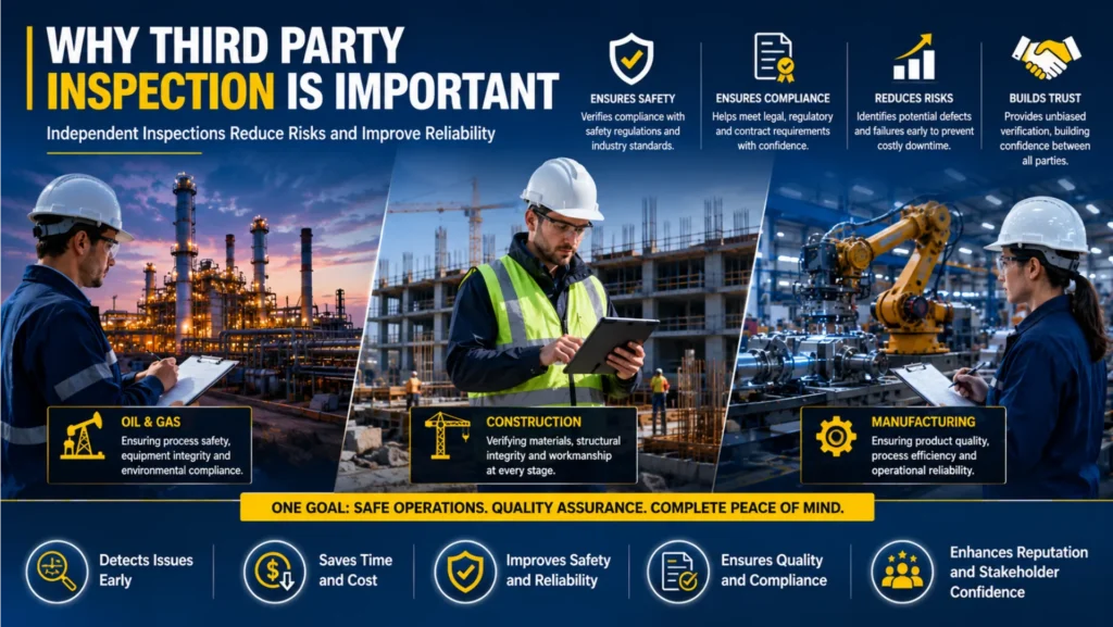 Independent inspections reduce risks and improve reliability. Industrial safety inspection across multiple industries