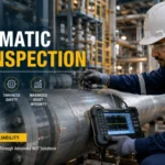 Engineer performing Systematic NDT testing on industrial pipeline