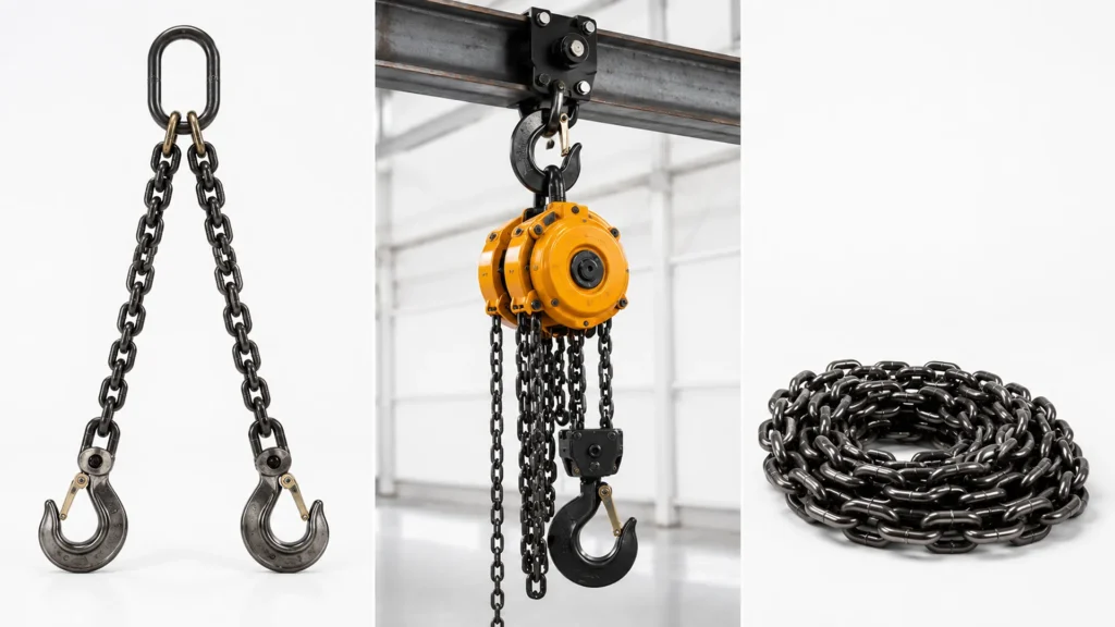 Comparison between chain sling chain pulley block and lifting chain