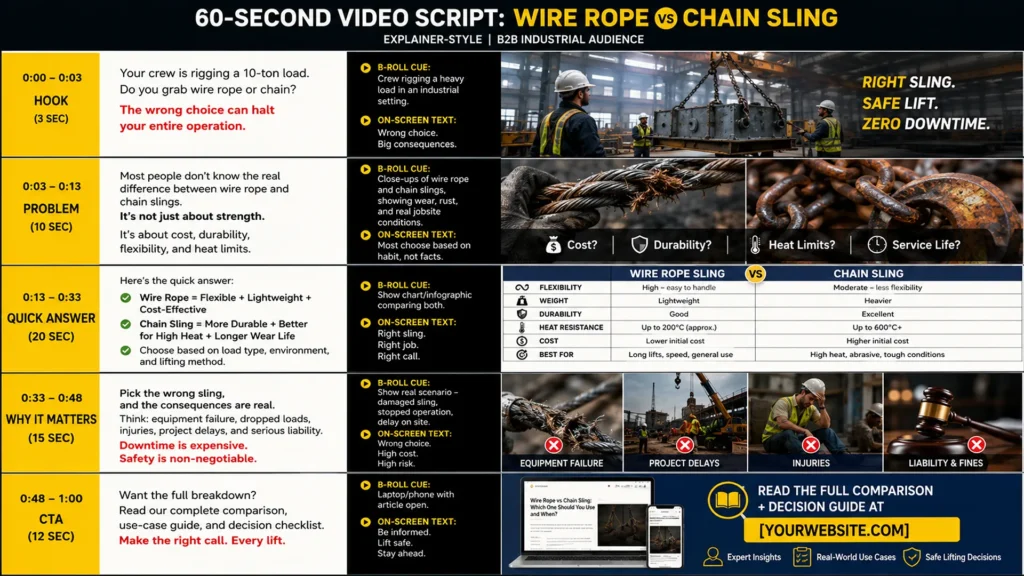 Damaged wire rope sling showing broken wires, corrosion, and visible kinking—examples of OSHA inspection failure criteria