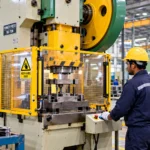 Power press machine with point-of-operation guard in an Indian manufacturing unit